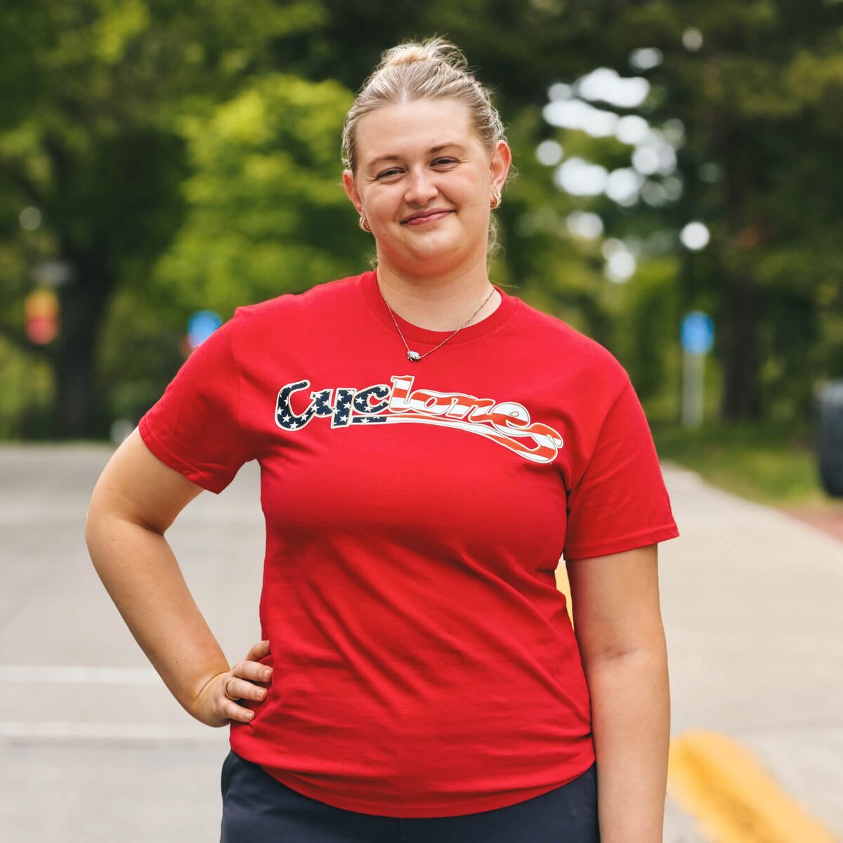 Champion® Patriotic Cyclones Script Cardinal T-Shirt